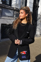 reworked blazer zwart dames patches model ladylike