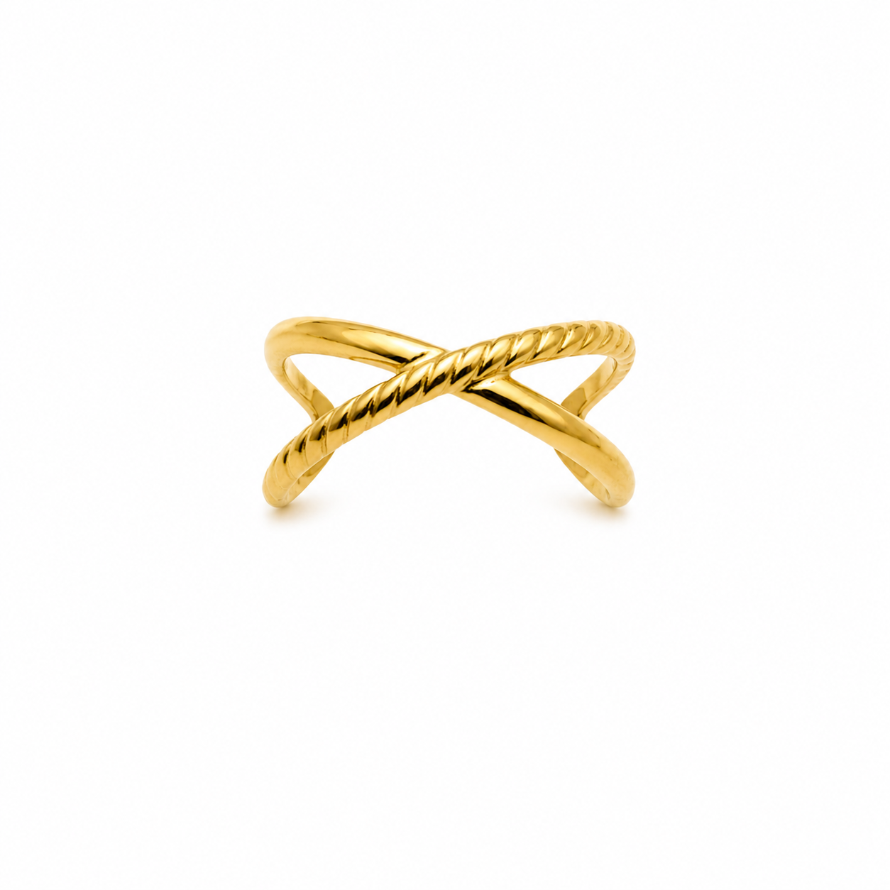 gouden ring met gekruiste lijnen close up productfoto