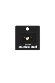 Ring Mini Hart Simpel Goud bevestigd op zwarte Ladylike-kaart