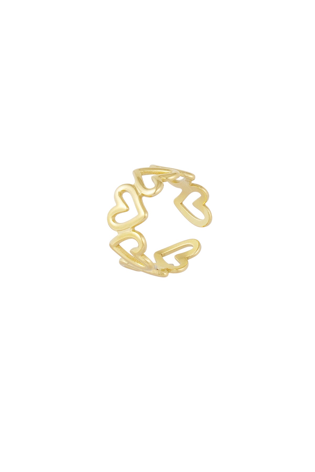 Detail van de ring twisted love goud van roestvrij staal