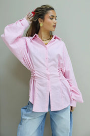 roze ruit blouse dames zijkant studio ladylike