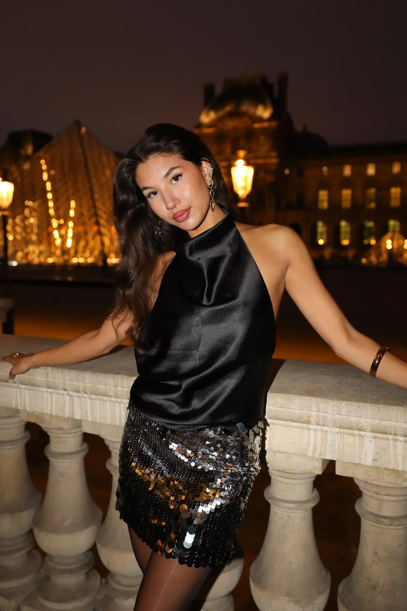 Zwarte satijnen halter top voor feestelijke avonden