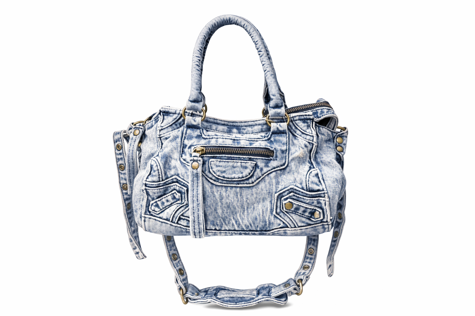 Schoudertas denim licht blauw los gefotografeerd