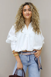 sjaal gestreept beige blauw riemsjaal sjaal als riem dames