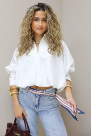 sjaal gestreept beige blauw riemsjaal sjaal als riem dames