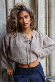 Slouchy fit trui voor dames in taupe