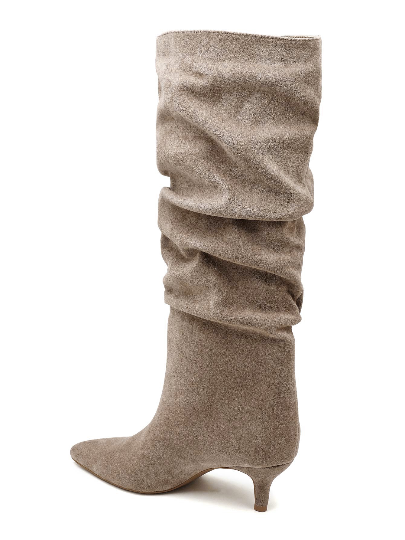achterkant slouchy suede look laarzen beige geplooide schacht
