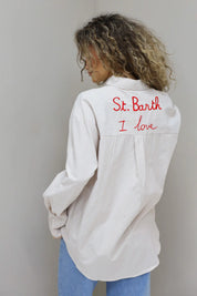 detail van st barth blouse gestreept beige dames