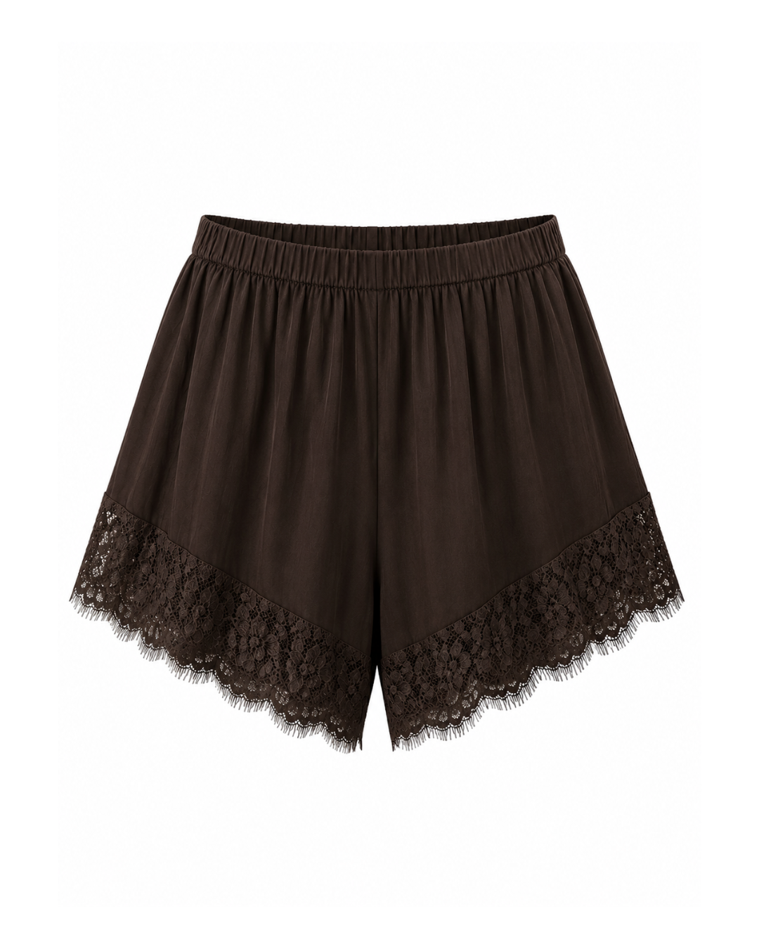 Satijnen Short Kant Bruin