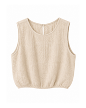 Top Mouwloos Mousseline Beige
