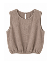 Top Mouwloos Mousseline Taupe