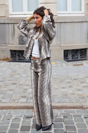 Straight fit jeans met slangenprint dames als matching set