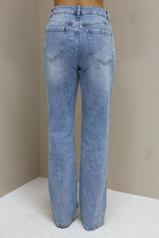 achterkant straight fit jeans high rise full length