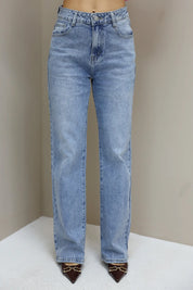 straight fit jeans high rise full length dames voorkant