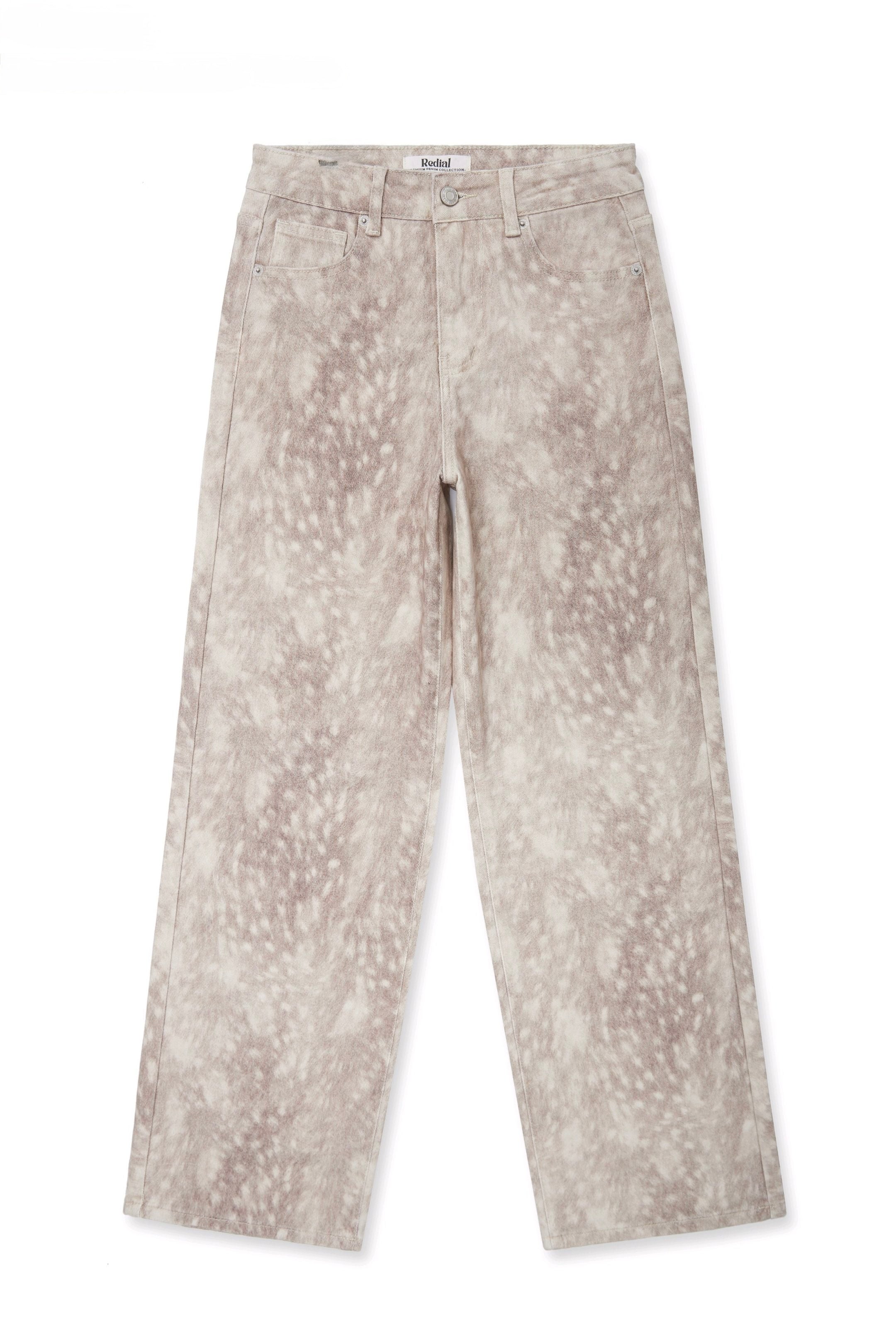 Straight jeans met bambi print in beige dames