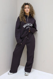 sweater rits brooklyn bruin met bijpassende jogger