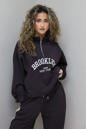 totaalbeeld sweater rits brooklyn bruin dames