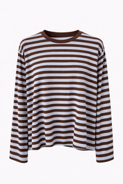 T-shirt met lange mouwen en blauw witte strepen voor dames