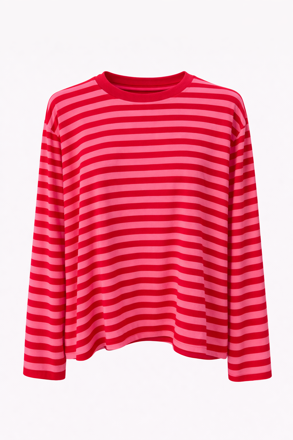 T-shirt met lange mouwen en rode strepen voor dames
