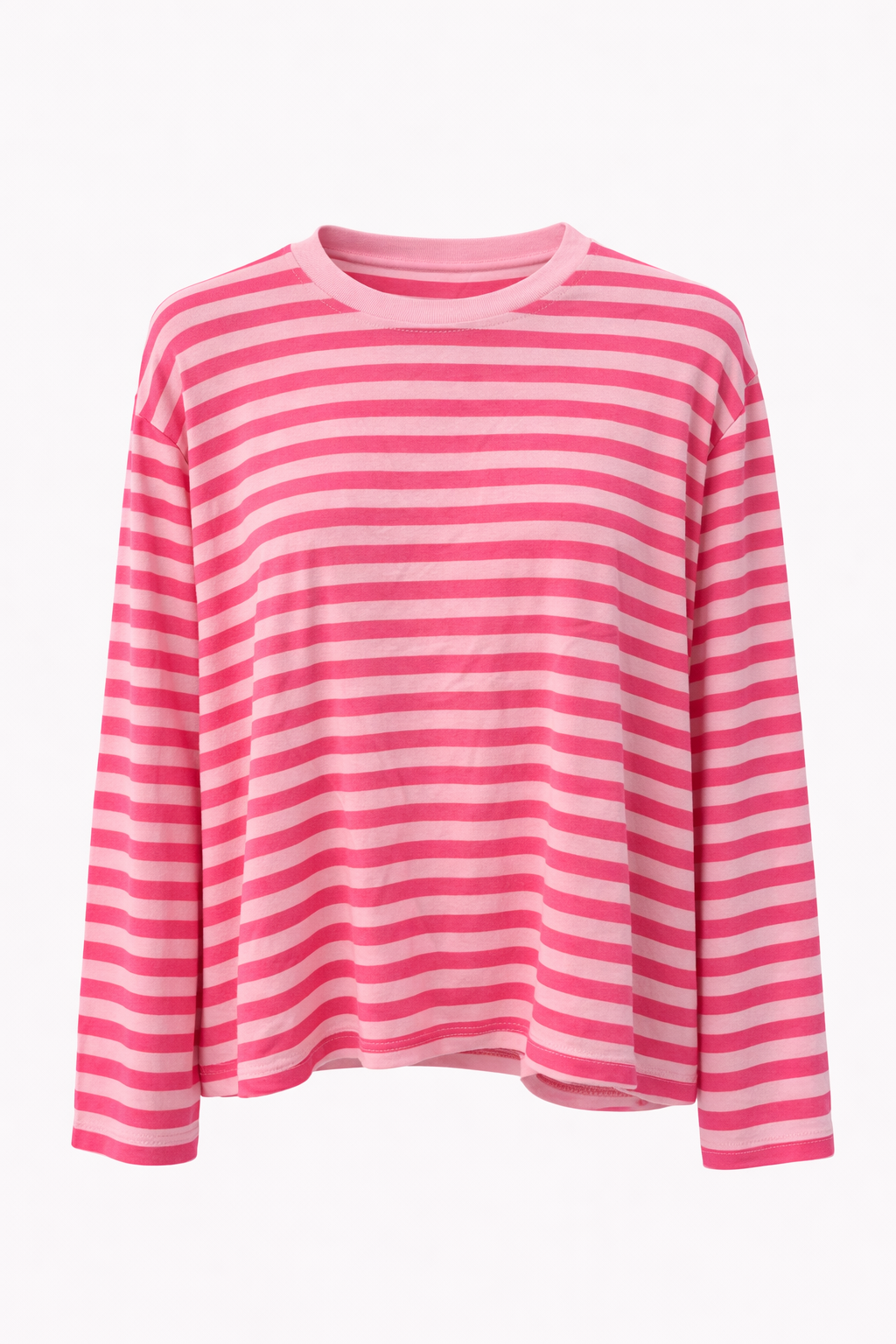 T-shirt met lange mouwen en roze strepen voor dames