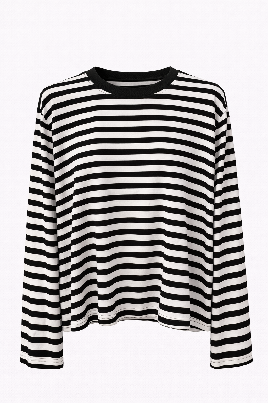 T-shirt lange mouwen met zwart witte strepen voor dames