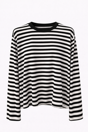 T-shirt lange mouwen met zwart witte strepen voor dames