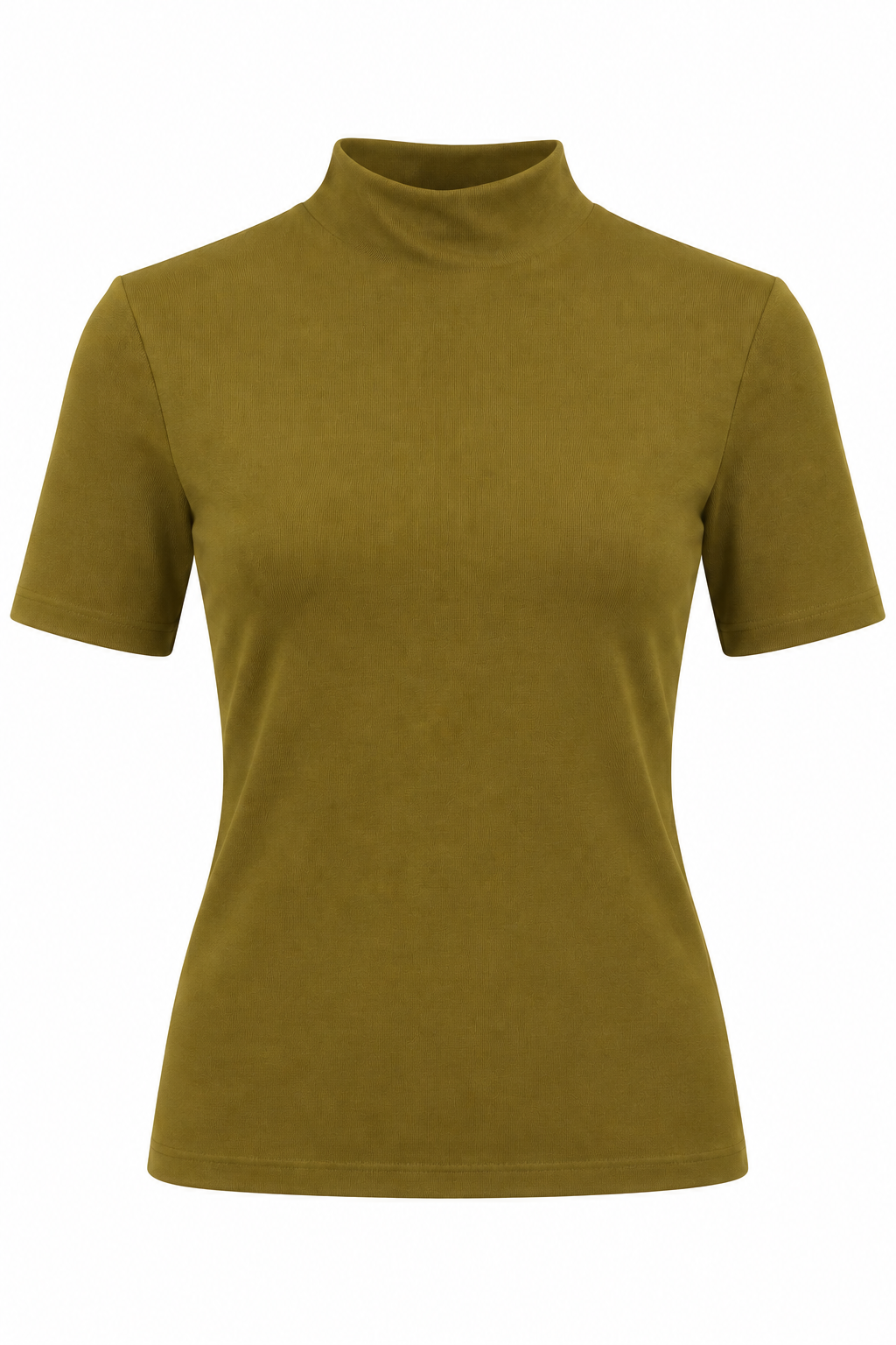T-shirt hoge hals olijf groen productfoto