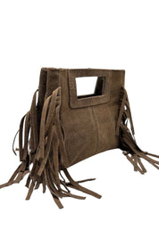 Tas Suede Franjes Mini Donker Bruin