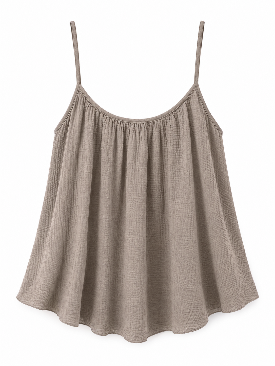 Mousseline top taupe van katoen met losse pasvorm voor dames