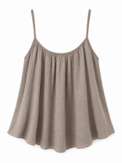 Mousseline top taupe van katoen met losse pasvorm voor dames