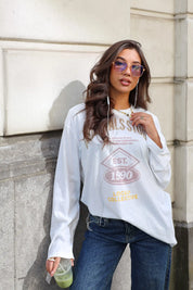 T-Shirt met lange mouwen wit dames met Originals Studio print