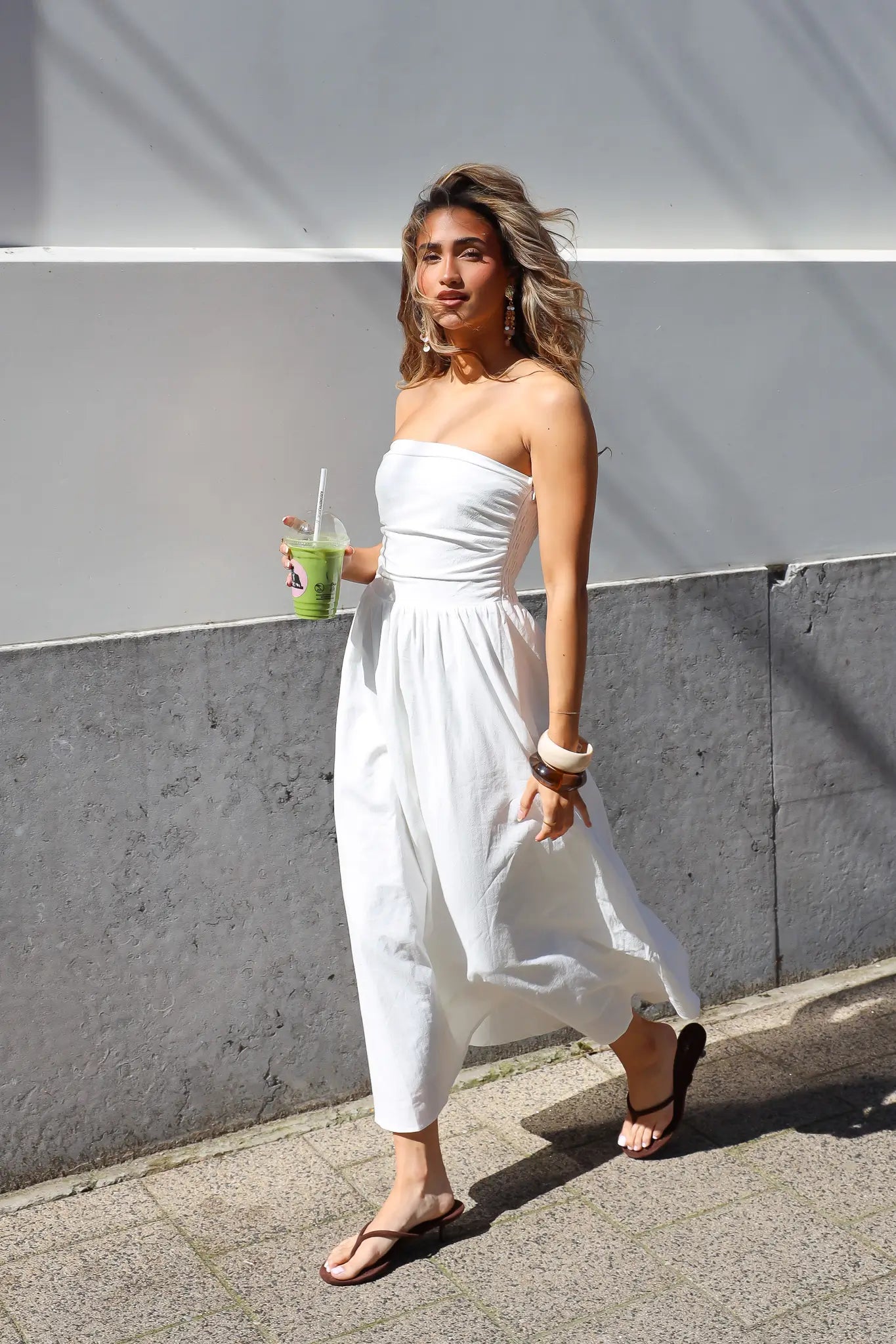 Witte strapless maxi jurk dames
